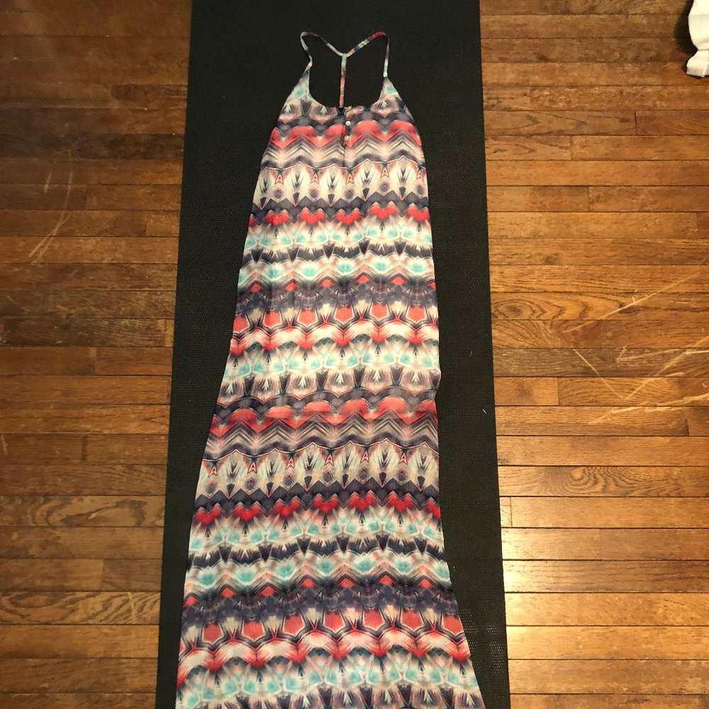 Multi color maxi dress with t-strap